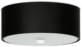 Stropné svietidlo Skala, 1x čierne textilné tienidlo, (biele sklo), (fi 30 cm)