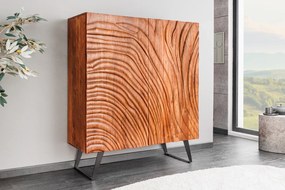 Komoda FLUID 120 cm 3D akáciové drevo orech hnedá