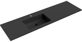 Mexen Otis, umývadlo zapustené do dosky, ľavé, 161 × 46,5 cm, čierna matná, 25181671L