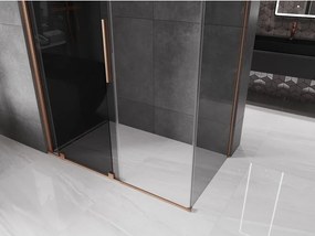 Mexen Velar, sprchový kút s posuvnými dverami 130 x 75 cm, 8mm šedé sklo, medená matná, 871-130-075-41-65
