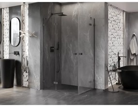 Mexen Lunar Duo, výklopný sprchový kút 90 x 80 cm, 8mm číre sklo, grafitový profil, 834-090L-080P-95-00