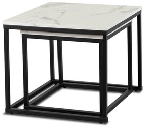 PROXIMA.store - Loftový set konferenčných stolíkov TEVET FARBA: čierny mramor, FARBA NÔH: čierna