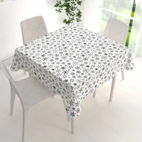 Biante Vianočný bavlnený štvorcový obrus Sandra SA-403 Čierne vločky na bielom 80x80 cm