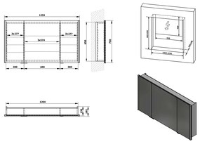 Sapho, INTEGRA zápustná galérka s LED osvetlením, 125x70cm, IN125