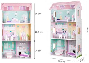 Drevený vysoký domček pre bábiky - Ecotoys