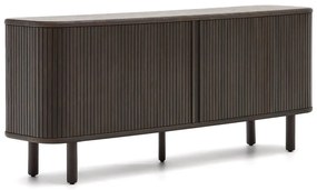 Tmavohnedá nízka komoda v dekore jaseňa s posuvnými dverami 180x75 cm Mailen – Kave Home