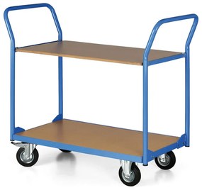 Policový vozík, 2 police 450x700 mm, kolesá 125 mm s čiernou gumou
