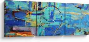 Obraz - Abstraktné olejomaľba (s hodinami) (90x30 cm)