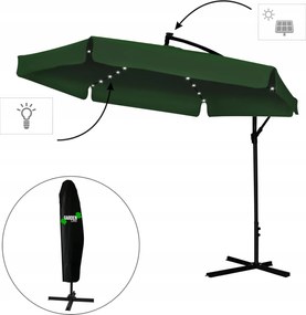 Garden Line 3 M ZELENÝ ZÁHRADNÝ SLNEČNÍK „BANANA“ S LED OBALOM