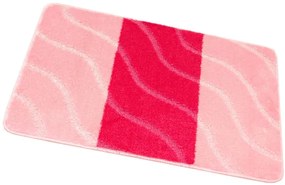 Kúpeľňový koberček FIORI ružový, pruhy / vlny