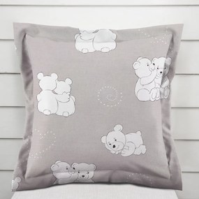 Biante Detská bavlnená obliečka na vankúš s lemom Sandra SA-733 Zamilované ľadové medvede na svetlo sivom 50 x 60 cm