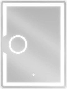 Mexen Onyx, LED kúpeľňové zrkadlo s podsvietením a kozmetickým zrkadielkom 60x80 cm, 6000K, ochrana proti zahmlievaniu, 9813-060-080-611-00