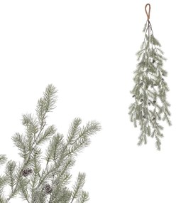 Umelá previsnutá smreková vetva so šiškami, 100 cm, srienistá