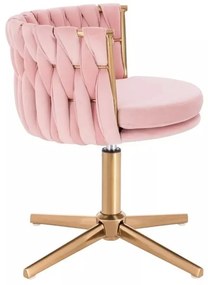 LuxuryForm DESIGN Stolička LYON VELUR na zlatom kríži - ružová