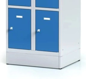 Alfa 3 Šatníková skrinka na sokli s úložnými boxami, 8 boxov, 1920 x 600 x 500 mm, otočný zámok, tmavosivé dvere