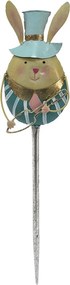 Záhradný dekoratívny zápich králik v klobúku - 18*8*74 cm