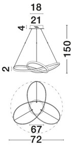 LED luster Fusion 72 biele
