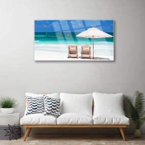 Obraz na skle Pláž dáždnik krajina 120x60 cm