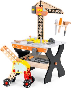 Drevený detský dielenský stôl ECOTOYS s náradím – 76 dielov, kreatívna hračka 3+