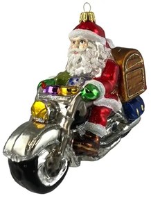 Sklenená figúrka Santa na chopperi