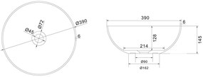 Sapho, THIN guľaté umývadlo 390x145 mm, na dosku, matná biela, WN185