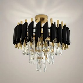 Prisadený luster CRISTAL 5xE14/10W/230V priemer 38 cm čierna/zlatá