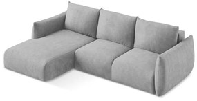 Svetlosivá ženilková rozkladacia rohová pohovka (ľavý roh/s leňoškou) Leila – Makamii