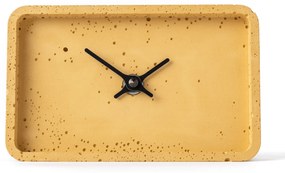 Stolové hodiny z betónu CLOCKIES, 16x10cm, obdĺžnikové, žlté
