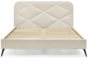 Béžová čalúnená dvojlôžková posteľ s roštom 140x190 cm Prune – Bobochic Paris