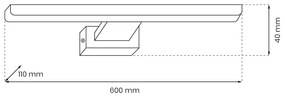 Nástenné LED svietidlo Shine1, 1x LED 13,8w, 4000k, (60 cm), w