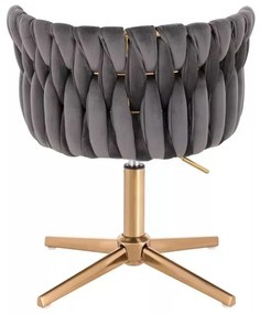 LuxuryForm DESIGN Stolička LYON VELUR na zlatom kríži - tmavo šedá