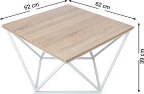 Konferenční stolek Curved 60 cm bílý/dub tmavý