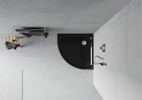Mexen SLIM - Štvrťkruhová sprchová vanička 90x90x5cm + chrómový sifón, čierna, 41709090