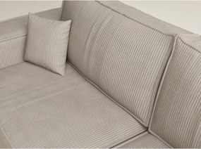 Béžová menčestrová rozkladacia/s úložným priestorom rohová pohovka (pravý roh/do L) Tonga – Maison de Rêve