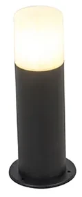 Stojaca vonkajšia lampa čierna s opálovým tienidlom bielym 30 cm IP44 - Odense