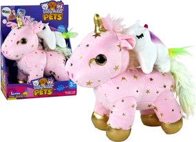 LEAN Toys Plyšový jednorožec uspávačik s hviezdičkami, ružový