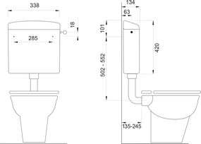 CREAVIT CREAVIT, WC kombi, dvojtlačítko 4,5/6l, spodný odpad, biela, TP3406
