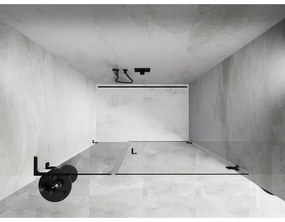 Mexen Lunar-B, L Otočné pravé sprchové dvere 145 cm, 8mm číre sklo, čierny matný profil, 832SL-145-050-70-00-P