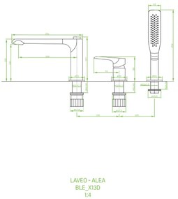 Laveo Alea, vaňová/sprchová batéria na vaňu h-157, chrómová-biela, LAV-BLE_613D