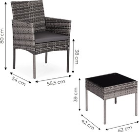 Súprava záhradného nábytku z technorattanu 2 stoličky stôl sivý MultiGarden
