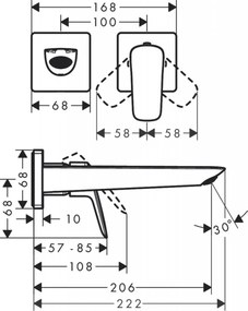 Hansgrohe Logis, umývadlová batéria Fine pod omietku, 2-otvorová inštalácia, EcoSmart, chrómová, HAN-71256000