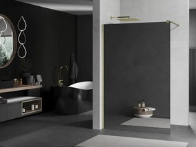Mexen Kioto, sprchová zástena Walk-In 80 x 200 cm, 8mm sklo vzor zrkadlo, zlatý matný profil, 800-080-101-55-50