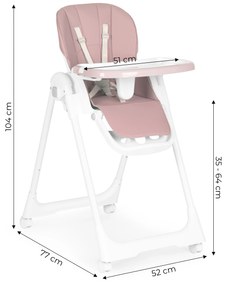 Vysoká stolička na kŕmenie, výškovo nastaviteľná PINK