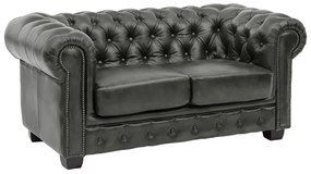 furniture-nabytek.cz - Dvojmiestna pohovka Chesterfield z pravej kože, zelená – 155×90×72 cm