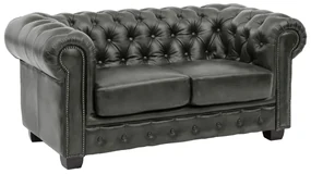furniture-nabytek.cz - Dvojmiestna pohovka Chesterfield z pravej kože, zelená – 155×90×72 cm