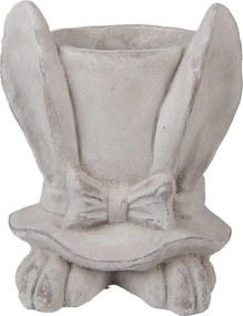 Šedý antik cementový kvetináč králičie uši s klobúkom L - 20*20*25 cm