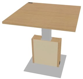 Výškovo nastaviteľný rokovací stôl Verno+ S 120 x 120 cm, dub svetlý / vanilka