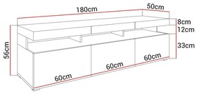 TV STOLÍK ALEX LED DUB ARTISAN 180 cm