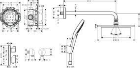 Hansgrohe Croma, sprchový systém 280 1jet s termostatom Ecostat S, matná čierna, HAN-27961670
