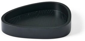 Čierny dekoratívny drevený úložný box 18x16x3 cm Curve M – LIND DNA